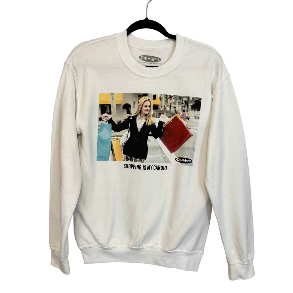 Clueless  Shopping Is My Cardio Sweatshirt Women S White Graphic Funny Pullover